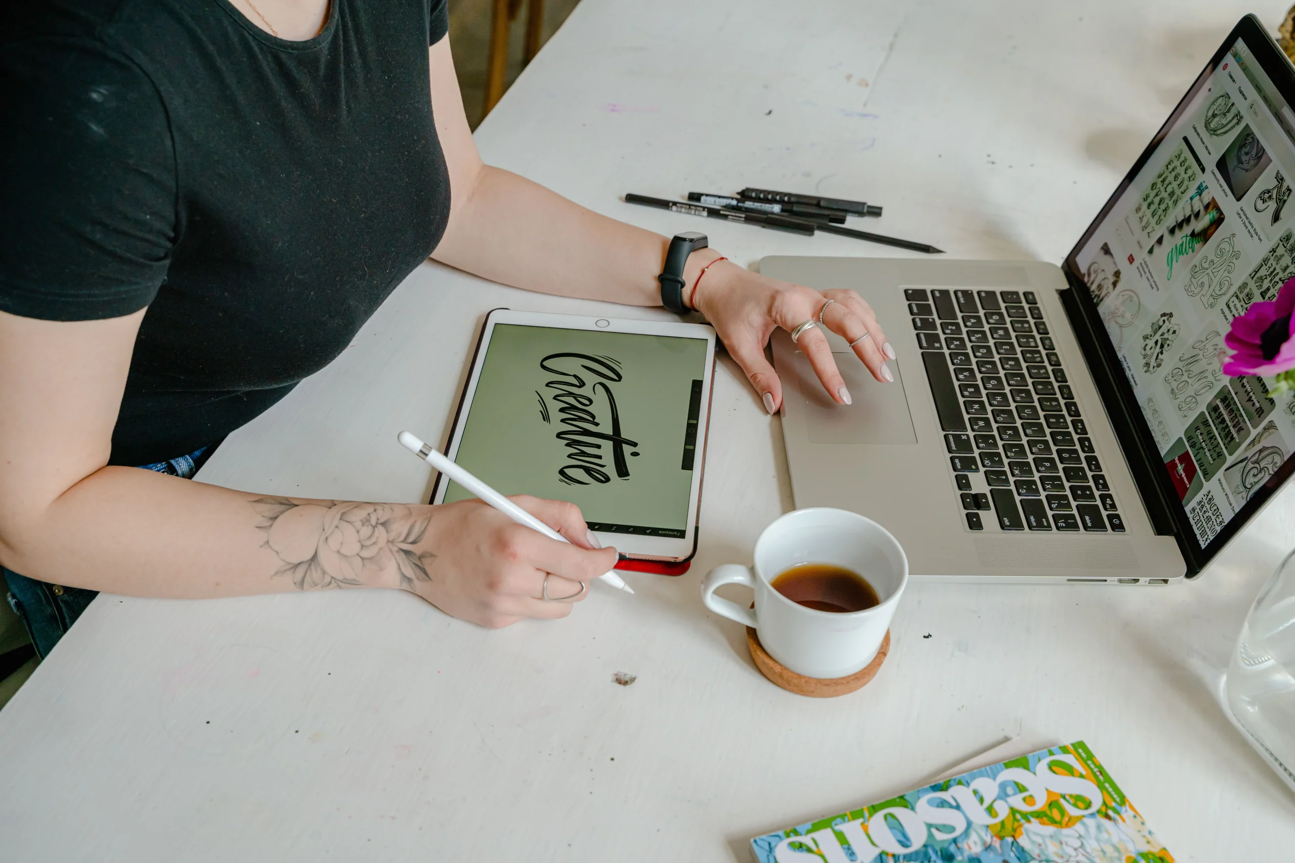 Graphic designer creating branded marketing visuals